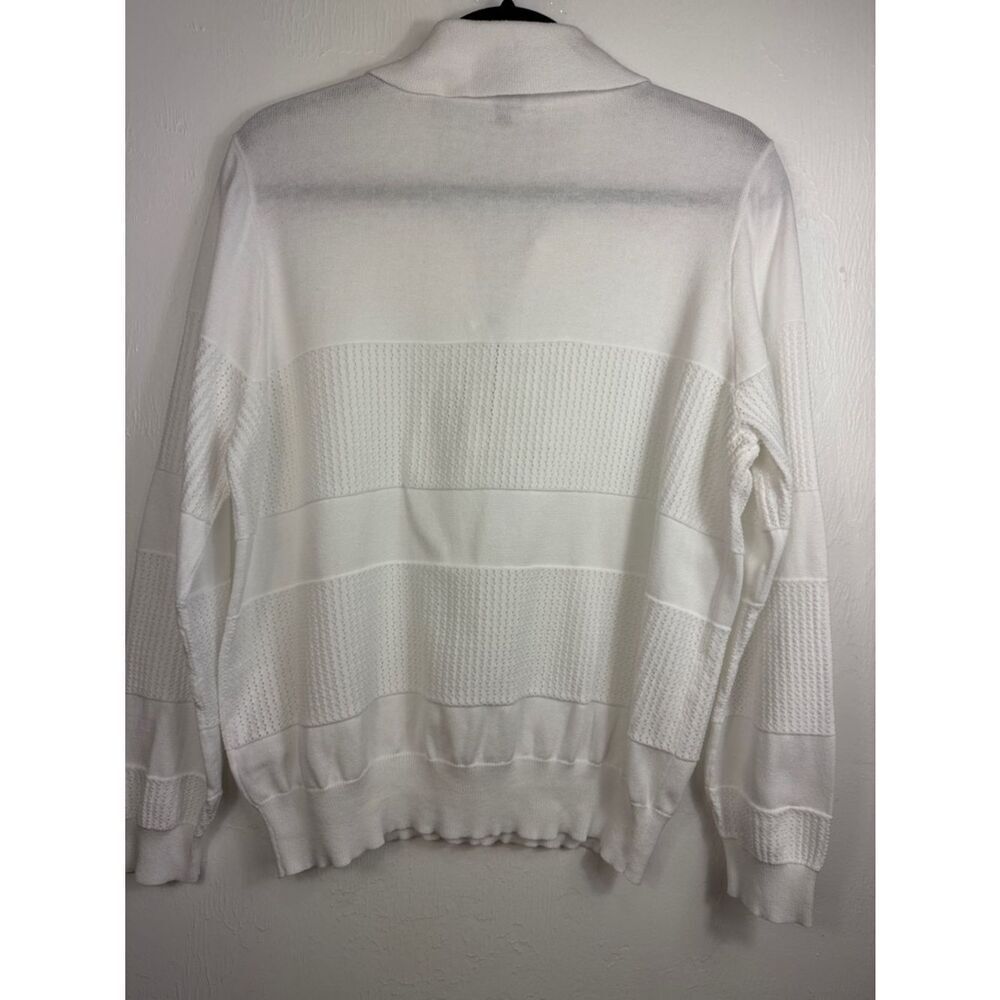 Marble Fashions Scotland White Textured Cotton Collared Knit Sweater Pullover L - Picture 5 of 10